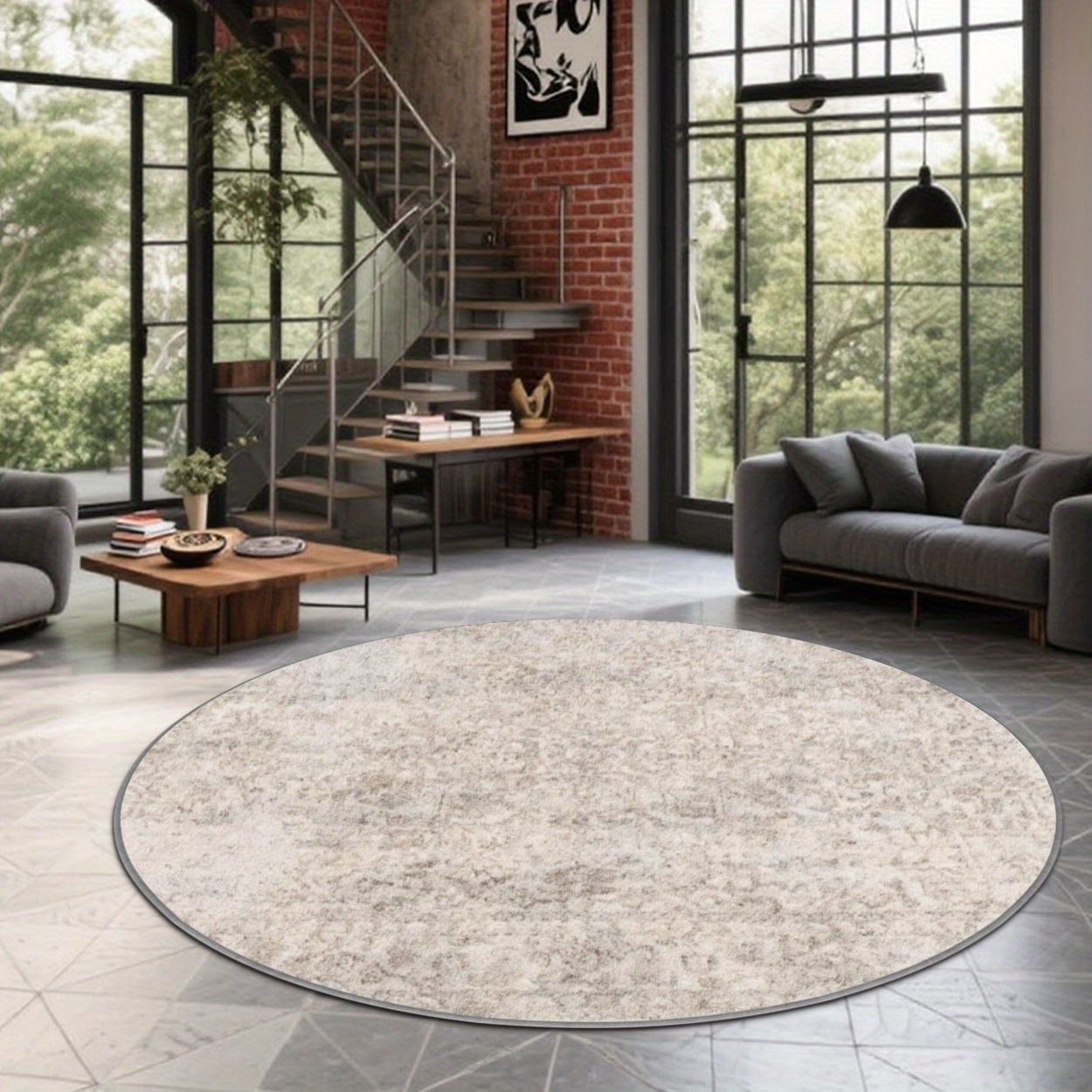 Hall Commercial Printing - Abstract mottled round floor rug 2D